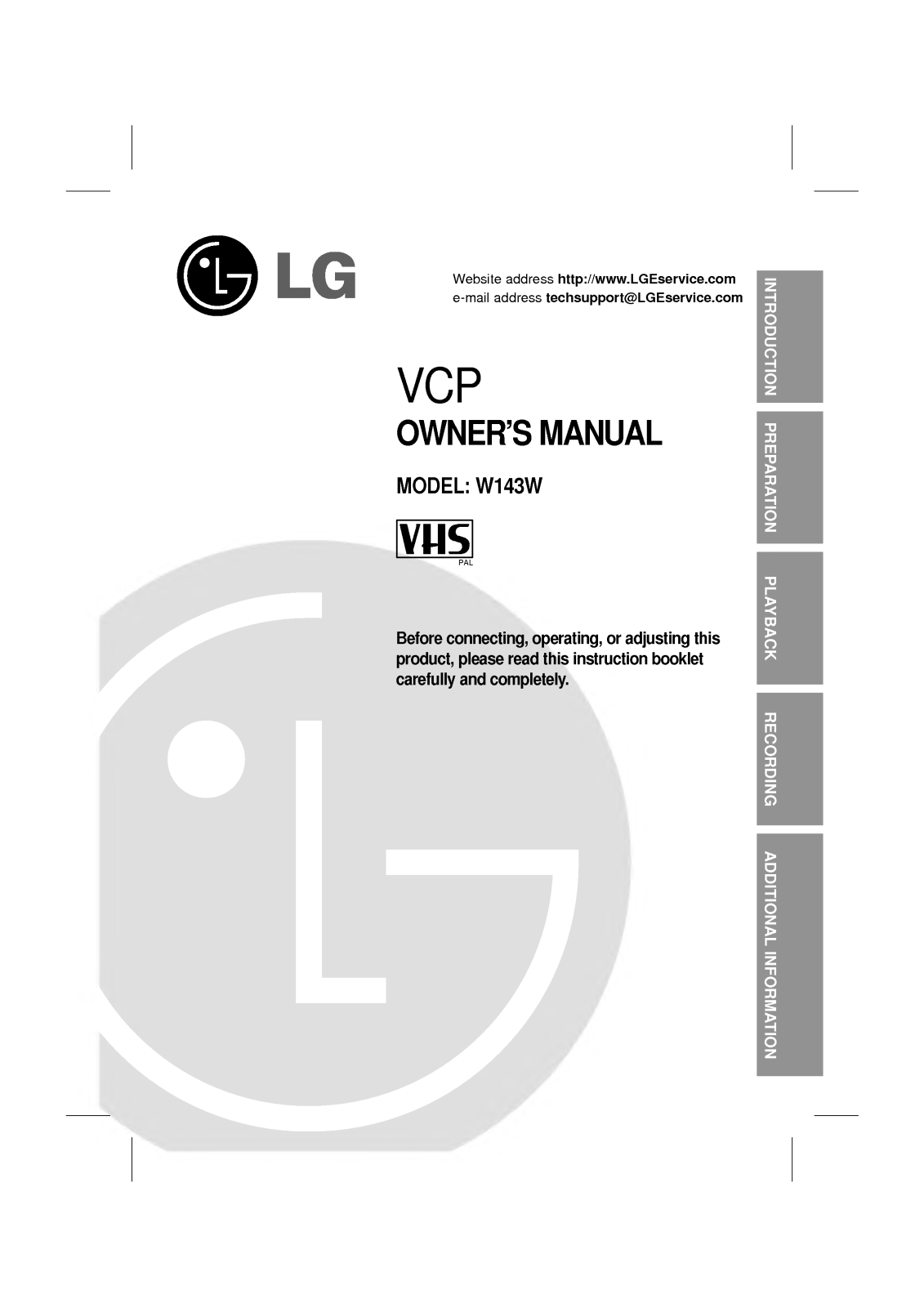LG W143W User Manual