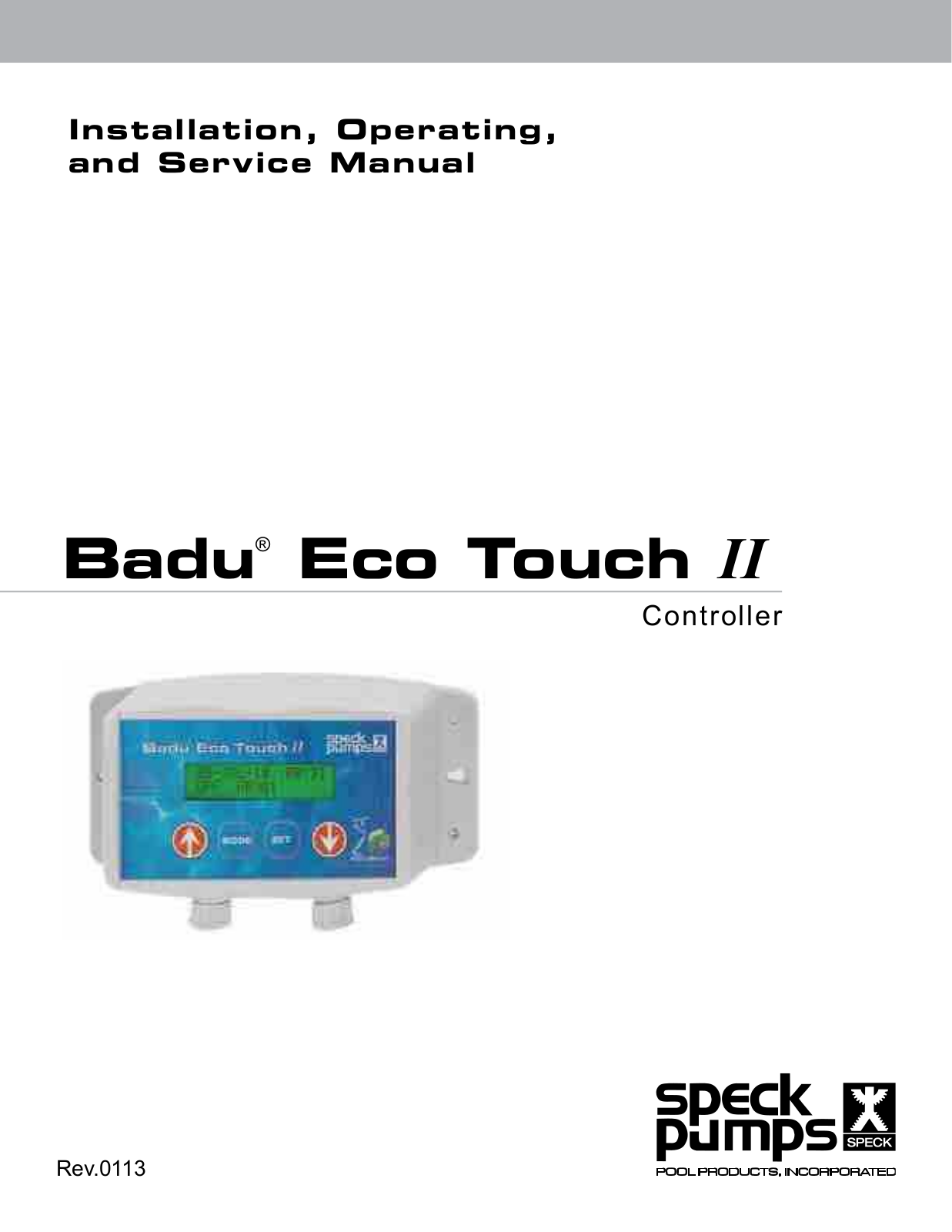 Speck pumps Badu Eco Touch II Installation, Operating And Service Manual - ManualMachine.com