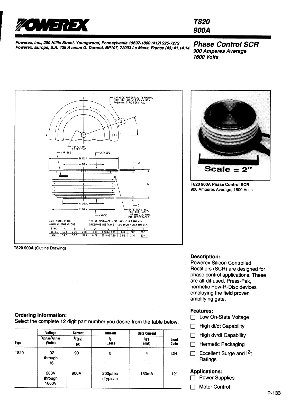 POWEREX T820149004DH, T820129004DH, T820109004DH, T820089004DH, T820069004DH Datasheet