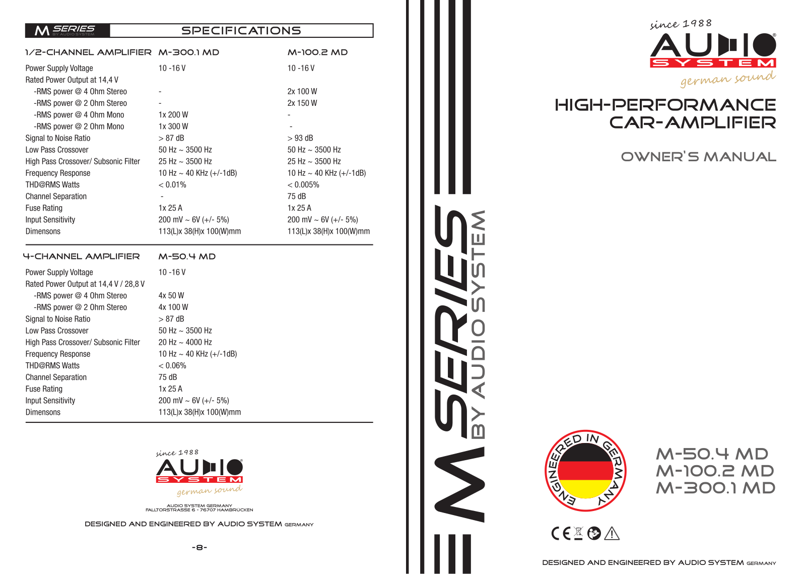 Audio System M-50.4MD User guide - ManualMachine.com