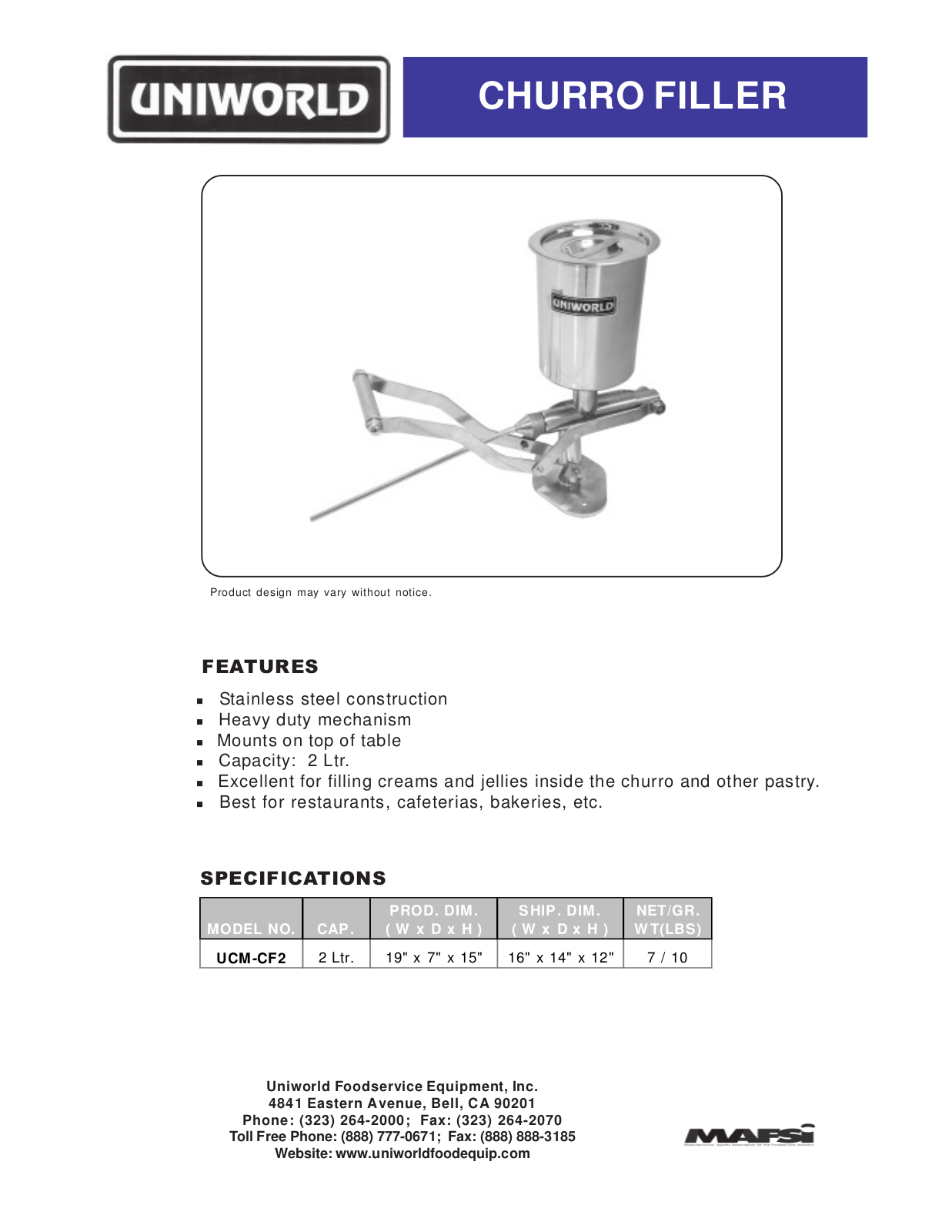 Uniworld UCM-CF2 User Manual