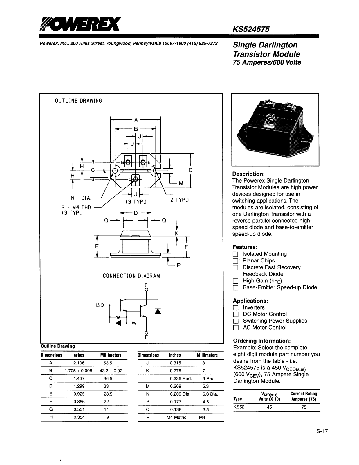 POWEREX KS524575 Datasheet