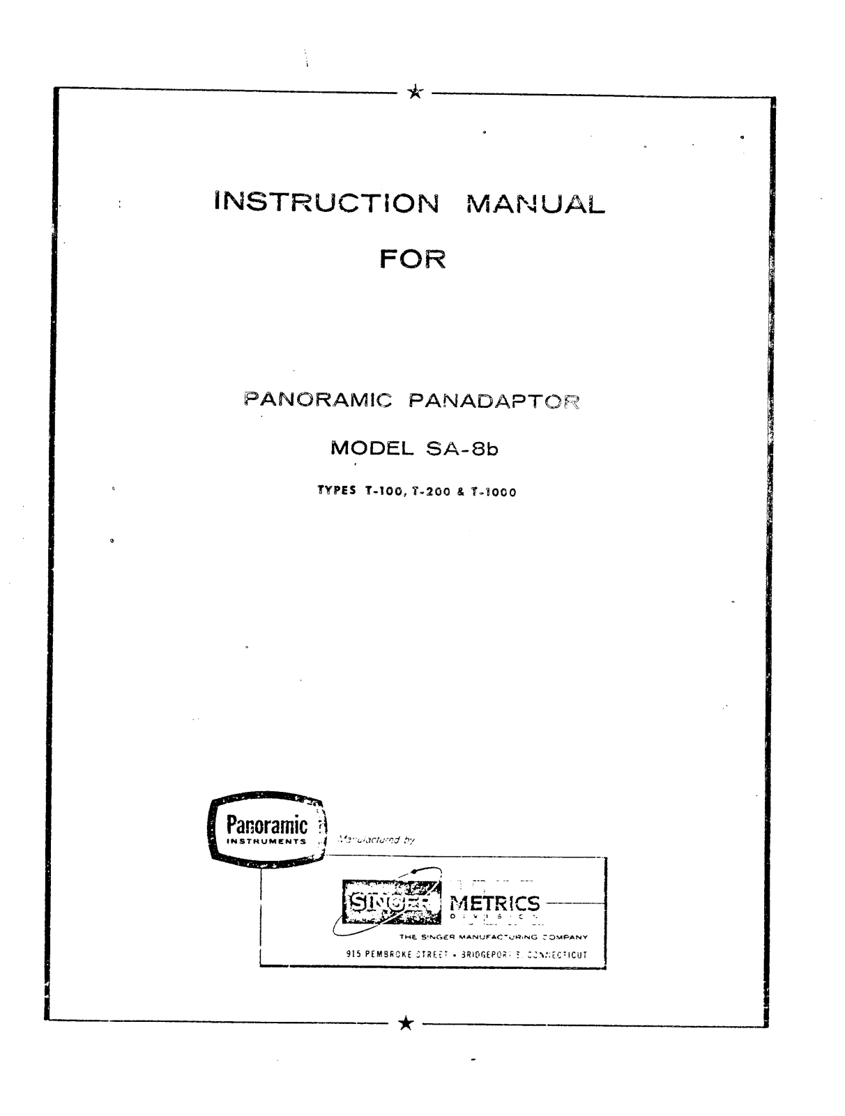 Panoramic Radio Products SA-8b User Manual