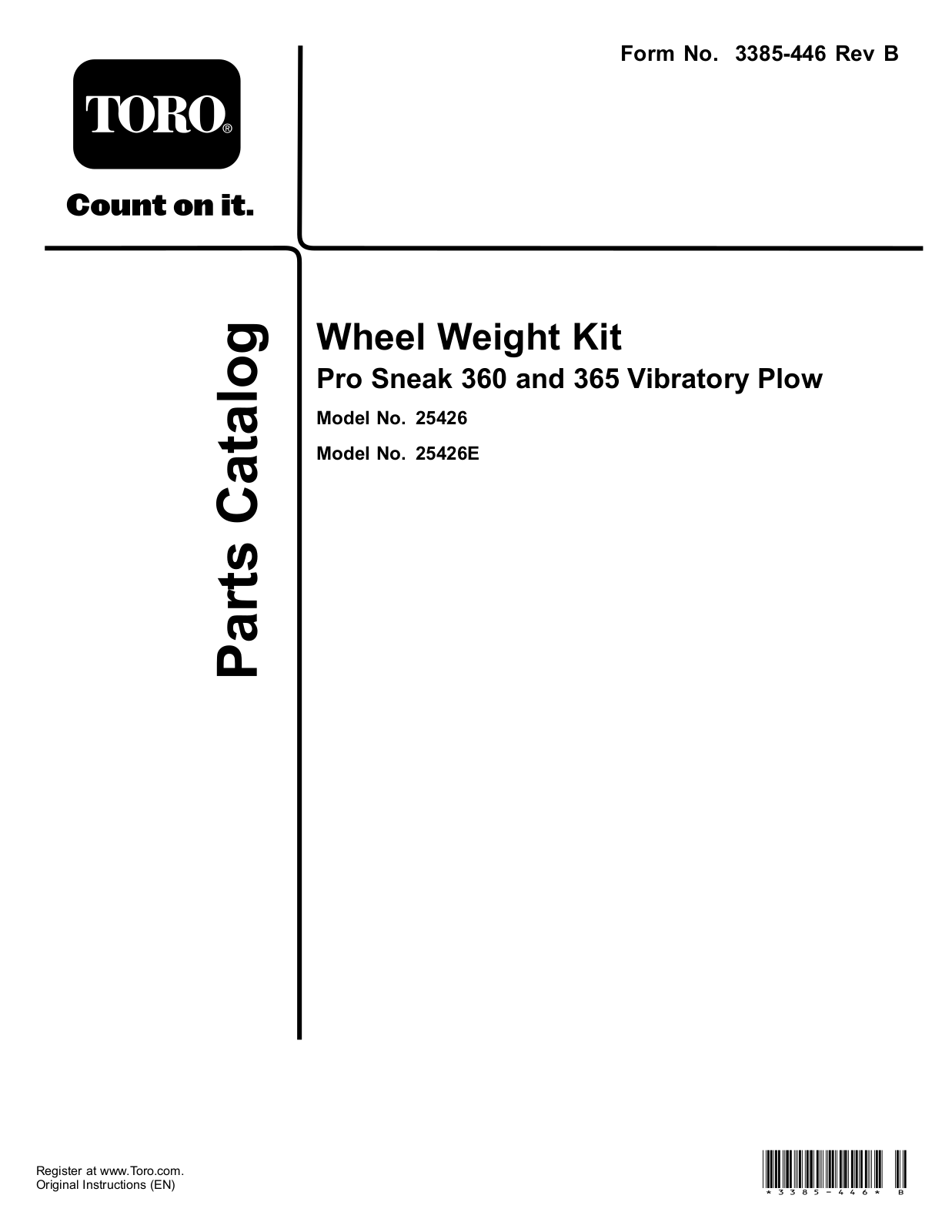 Toro 25426, 25426E Parts Catalogue