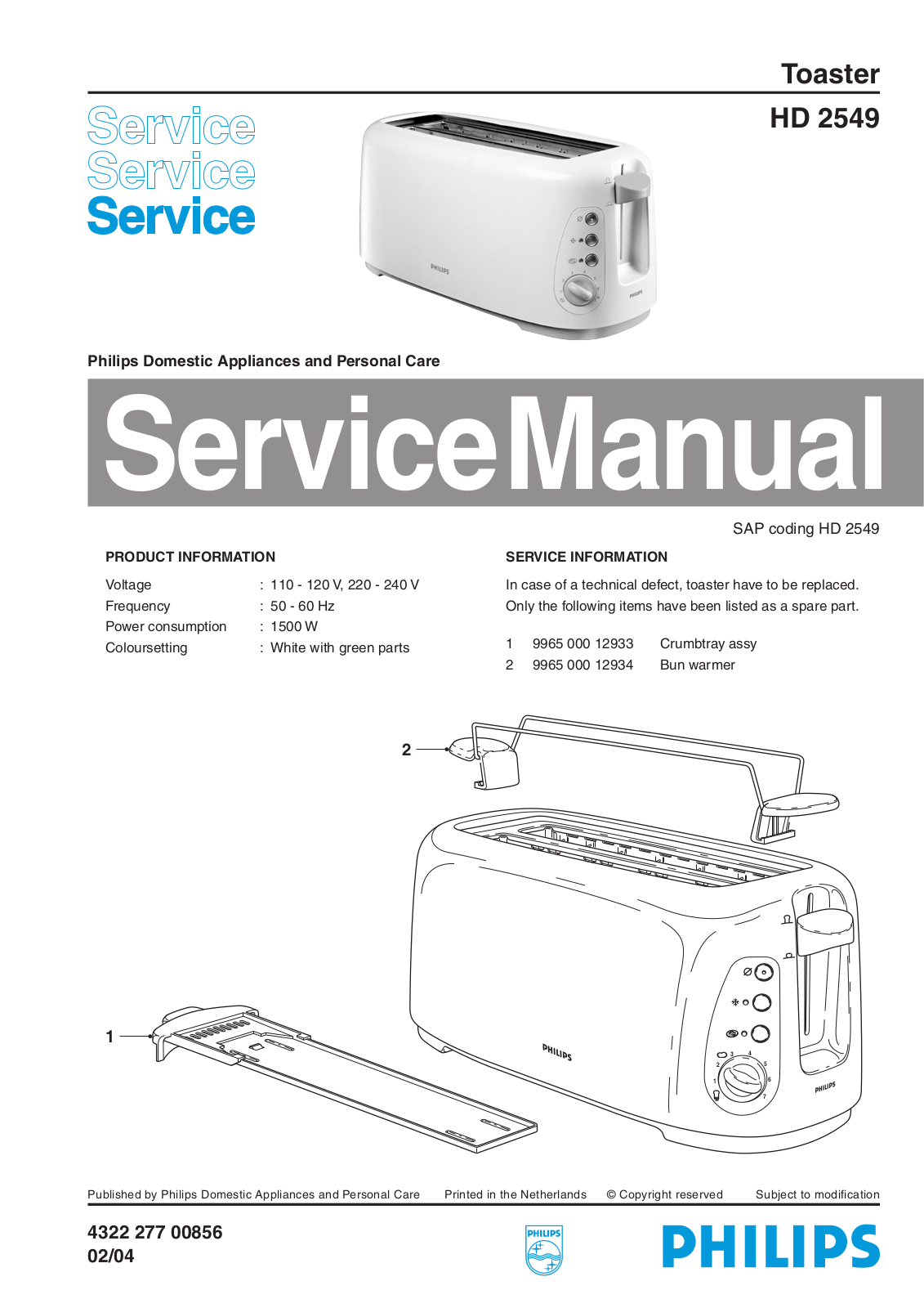 Philips HD 2549 Service Manual