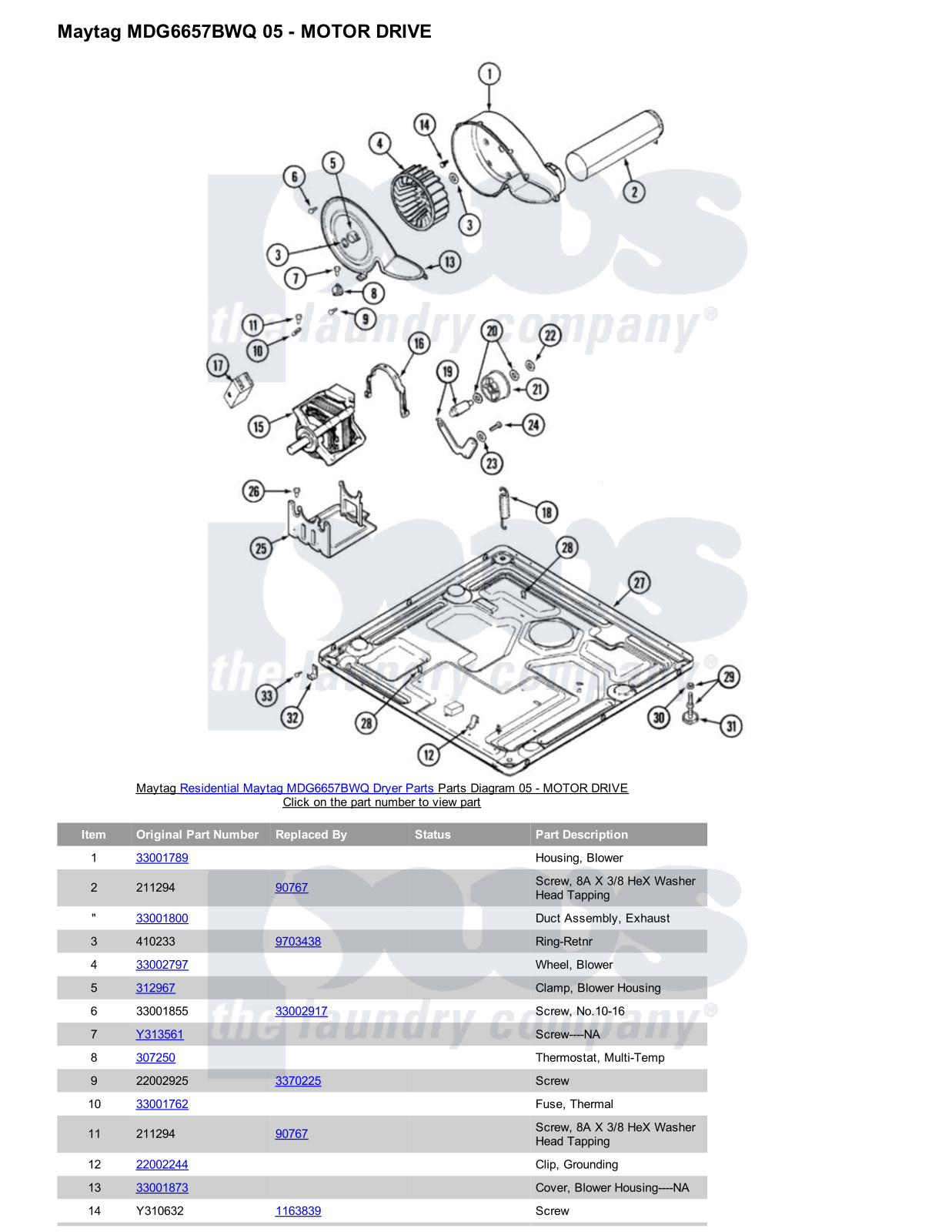 Maytag MDG6657BWQ Parts Diagram