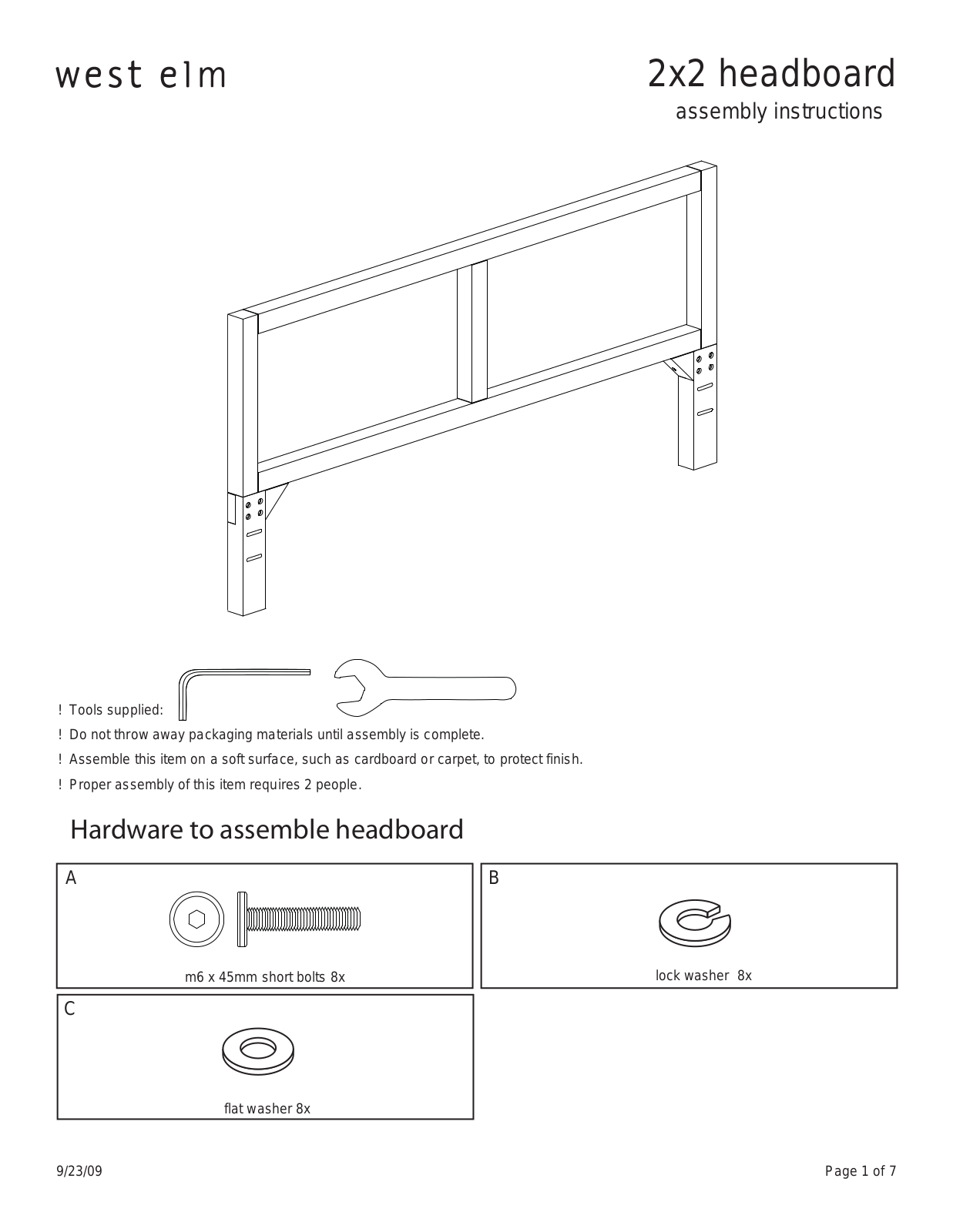 West Elm 2x2 Headboard Assembly Instruction