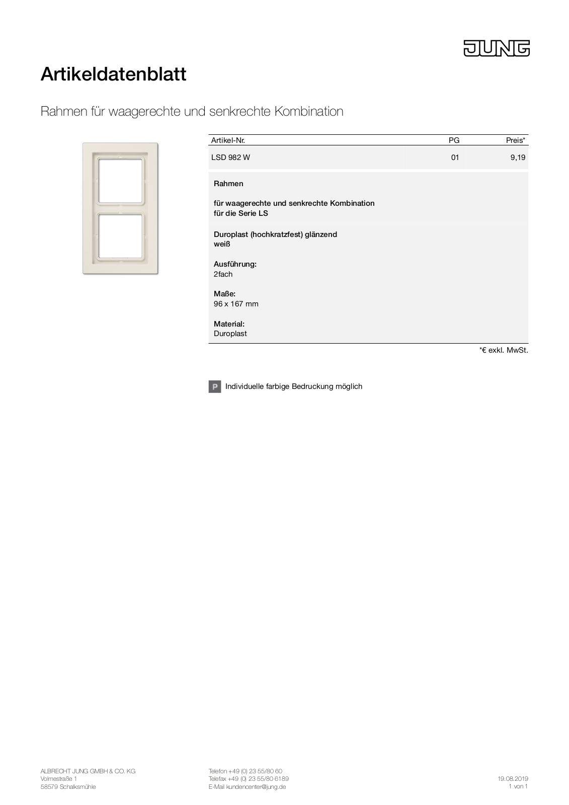 Jung LSD 982 W User Manual