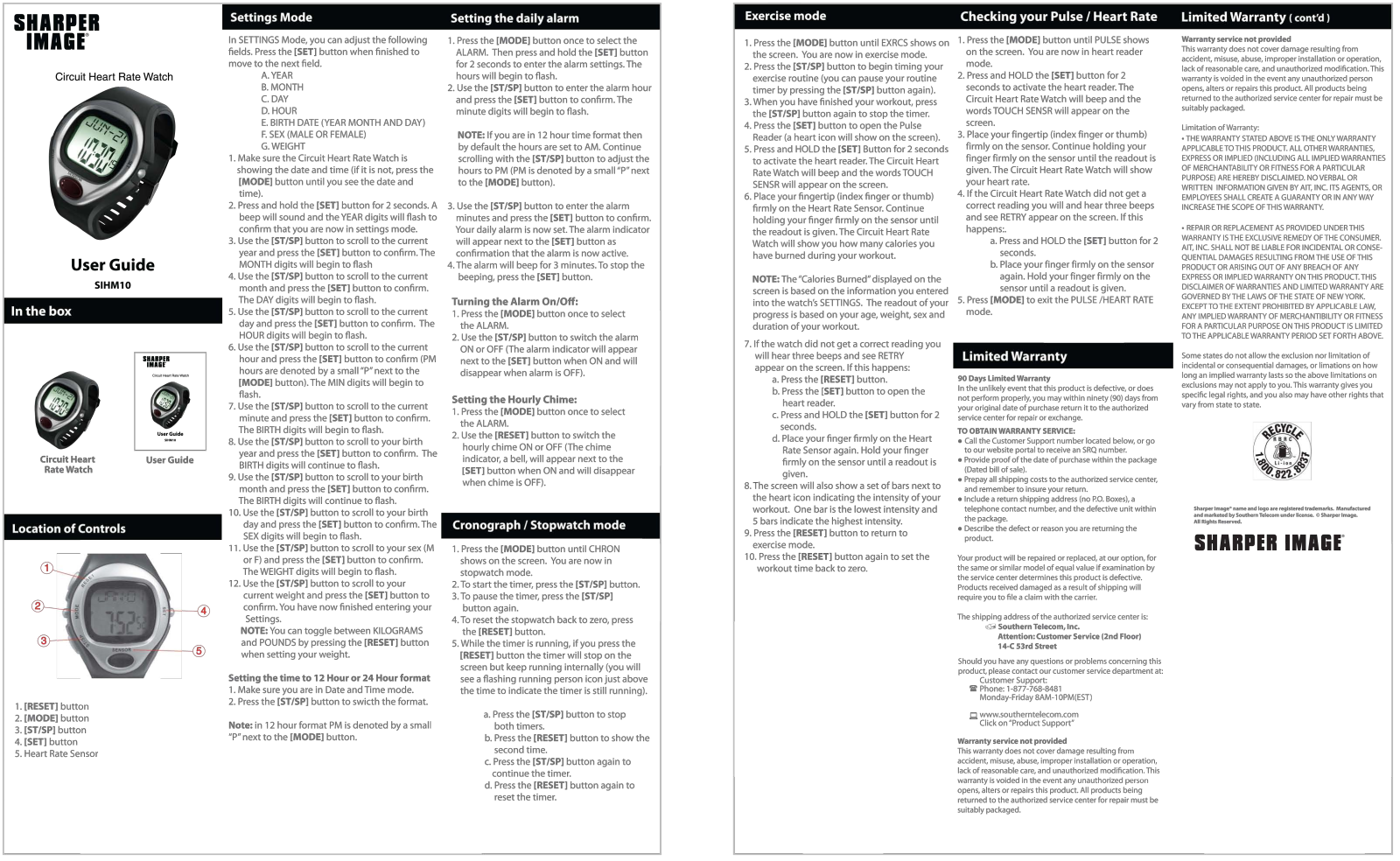 Sharper image SIHM10 User Manual