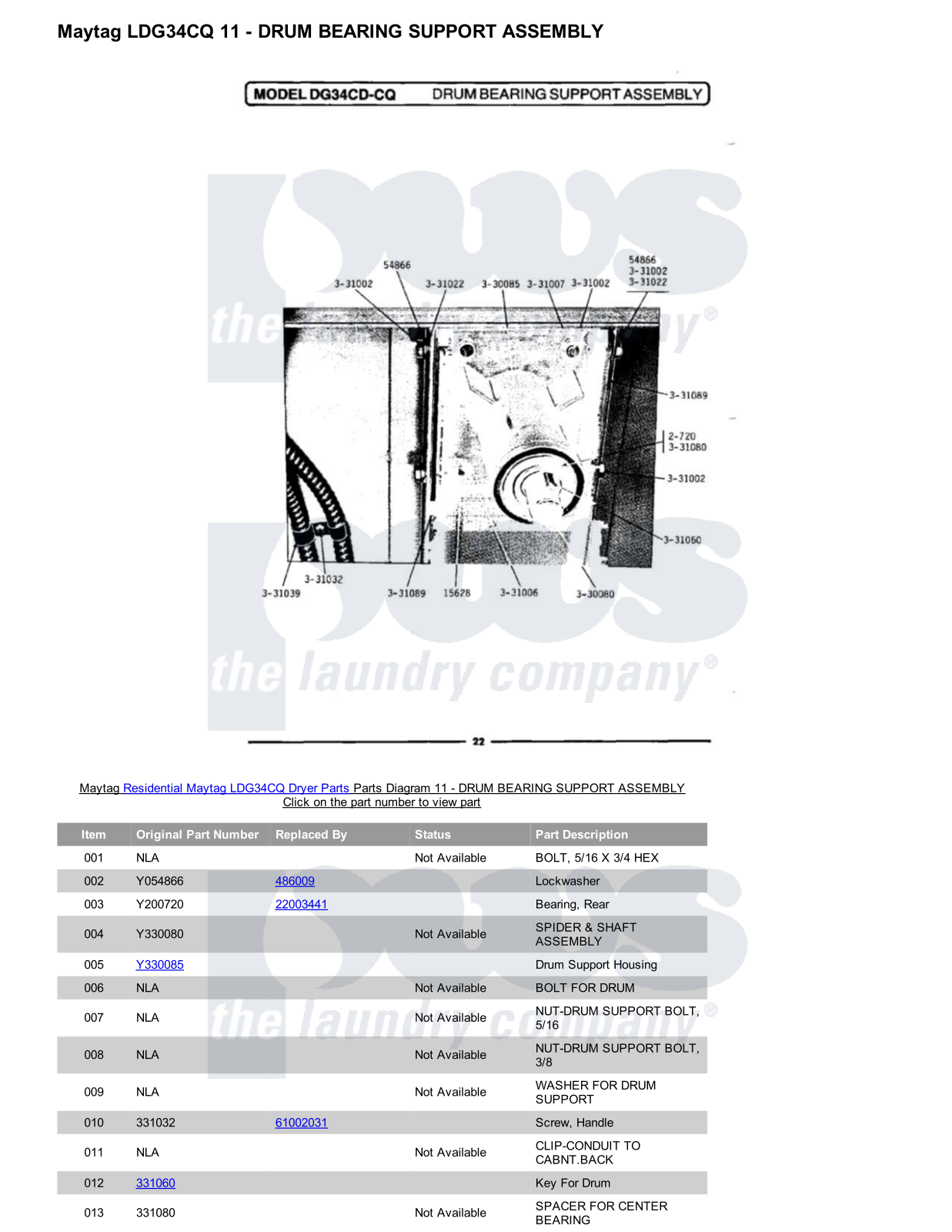 Maytag LDG34CQ Parts Diagram