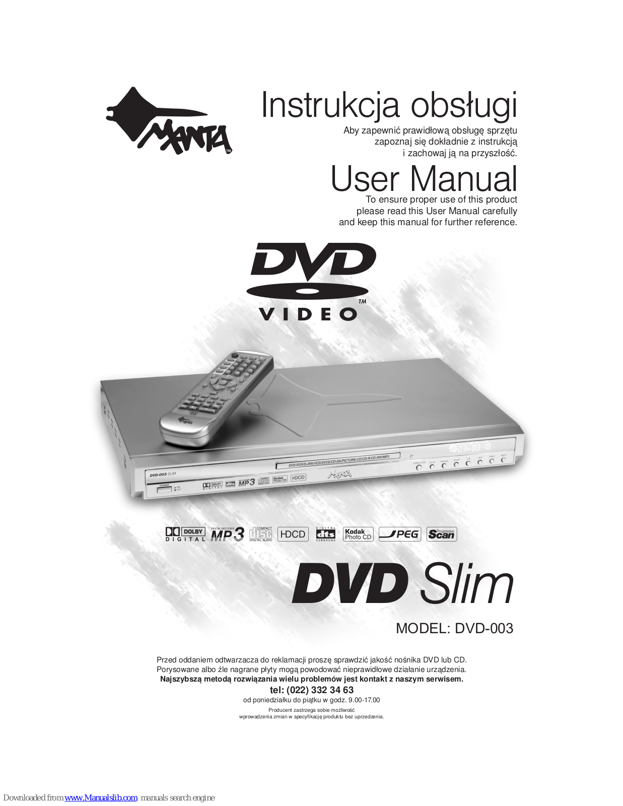 Manta DVD-003 User Manual