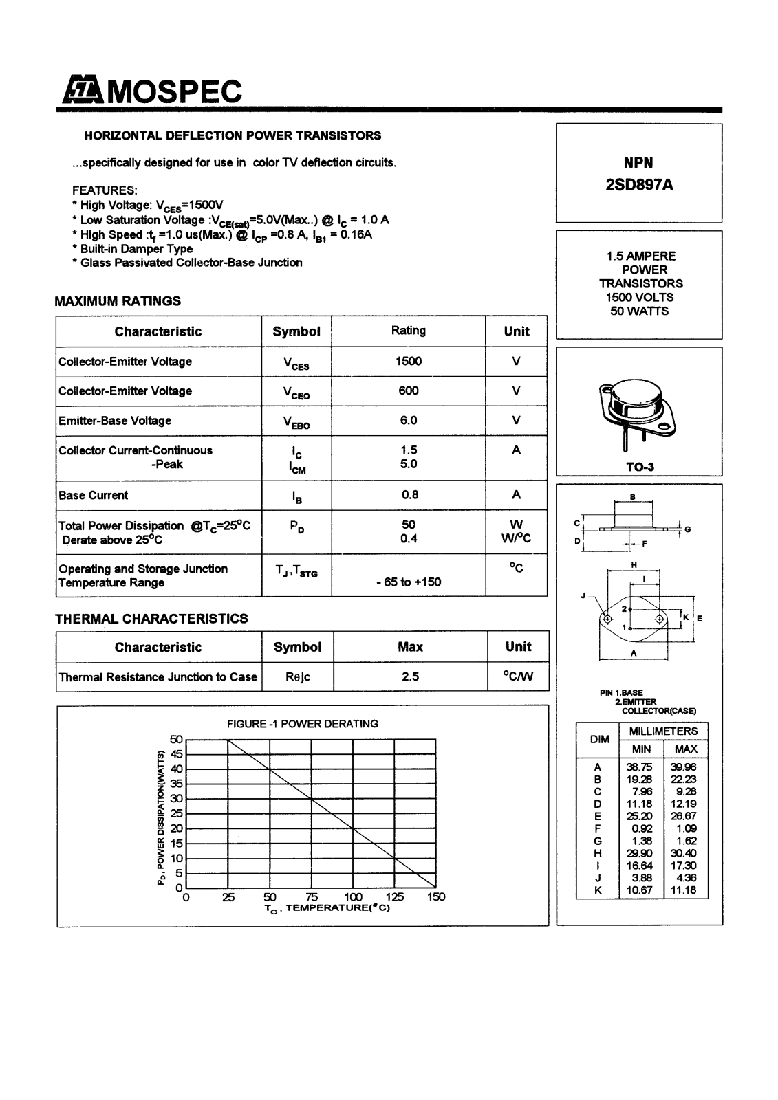 MOSPEC 2SD897A Datasheet