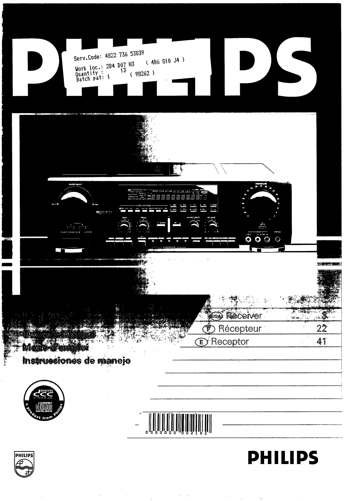 Philips FR951, FR951/00S User Manual