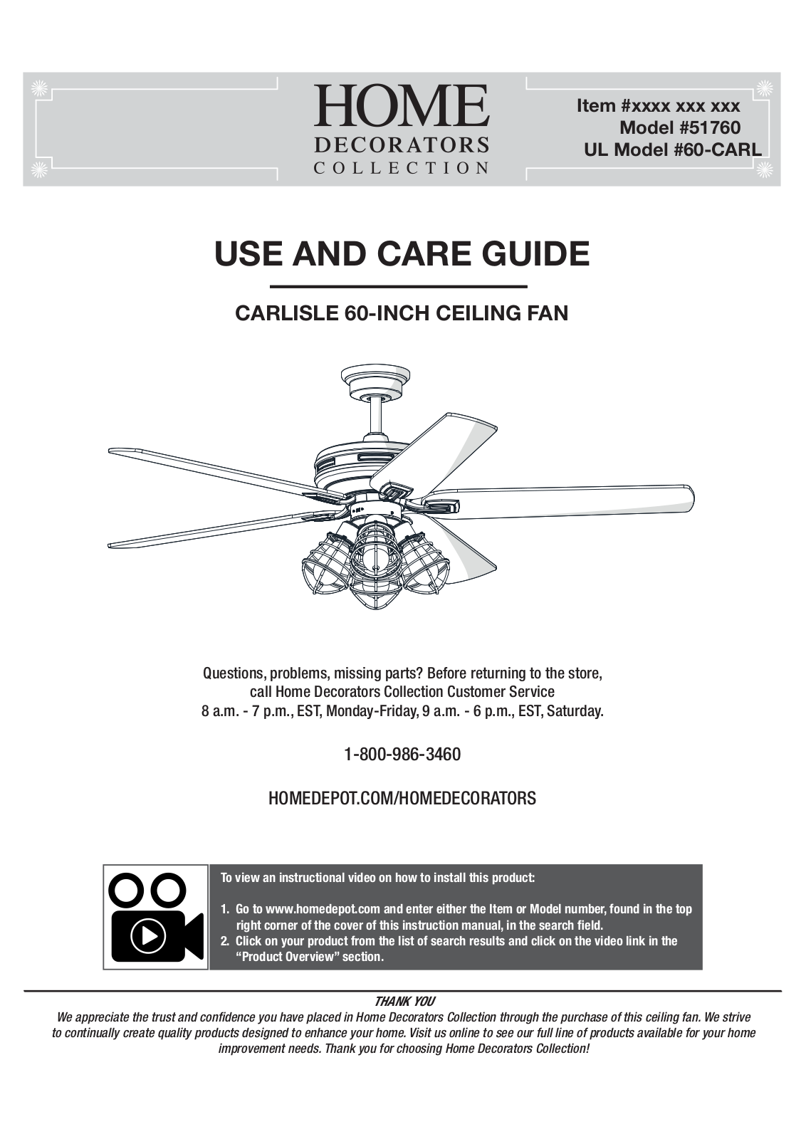 King of Fans 60CARLS User Manual