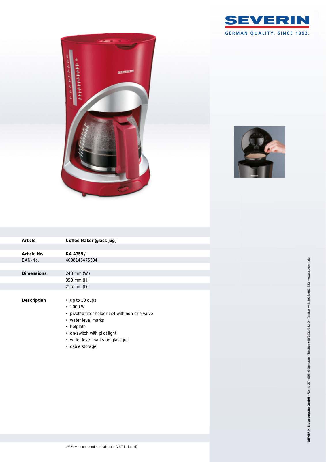 Severin KA 4755 User Manual