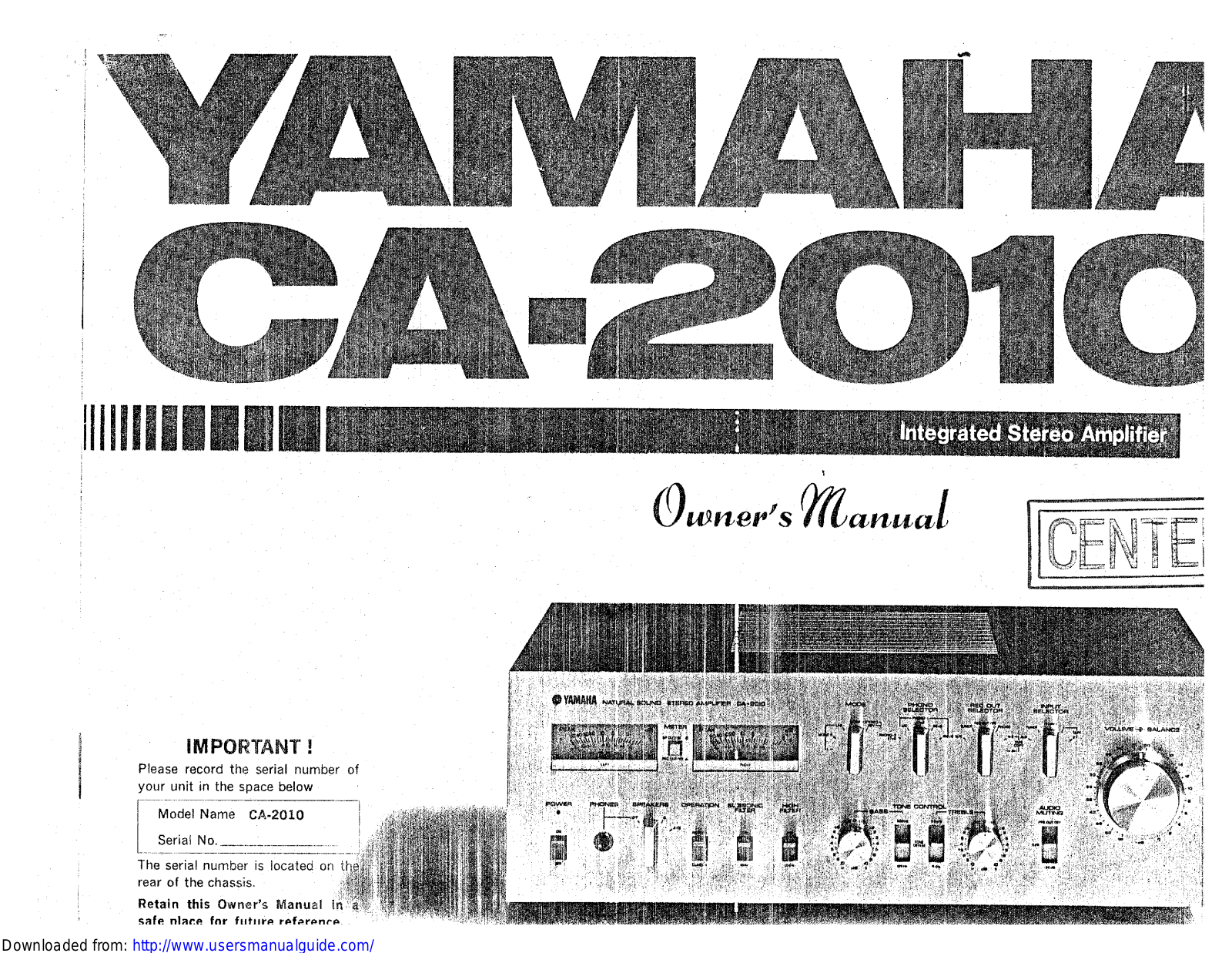 Yamaha Audio CA-2010 User Manual