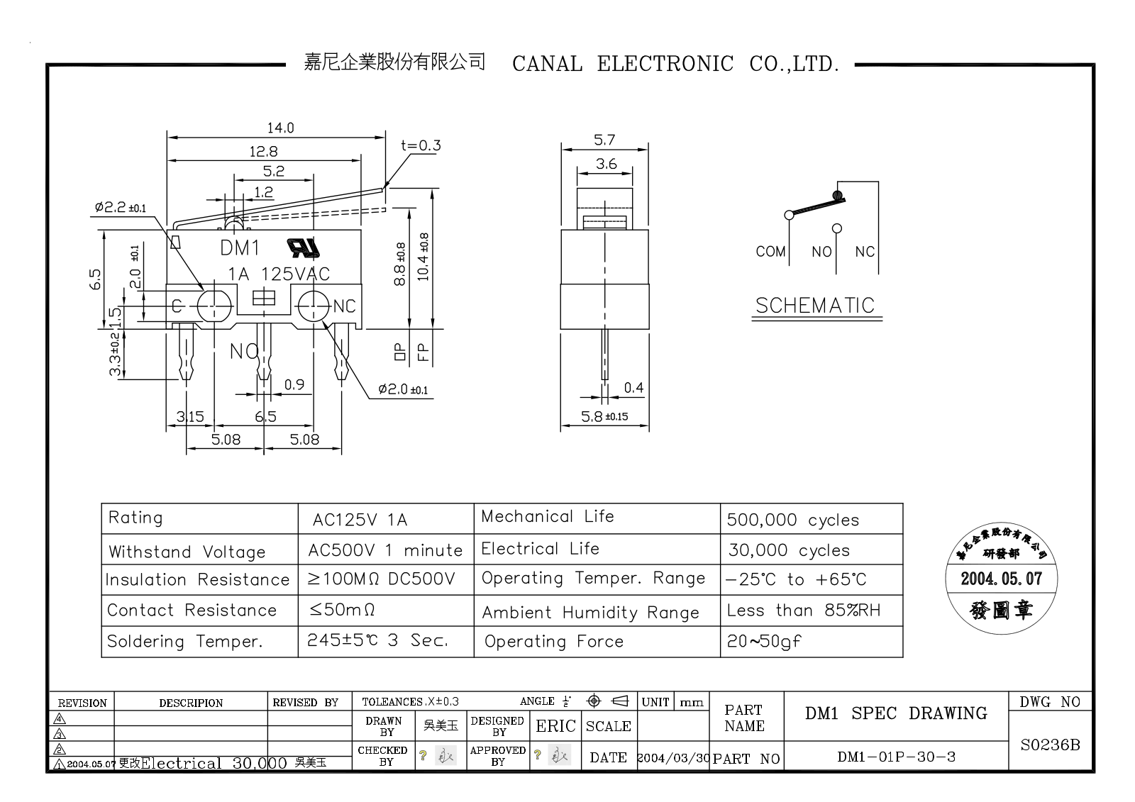 Datasheet DM-101P-110 Specification - ManualMachine.com