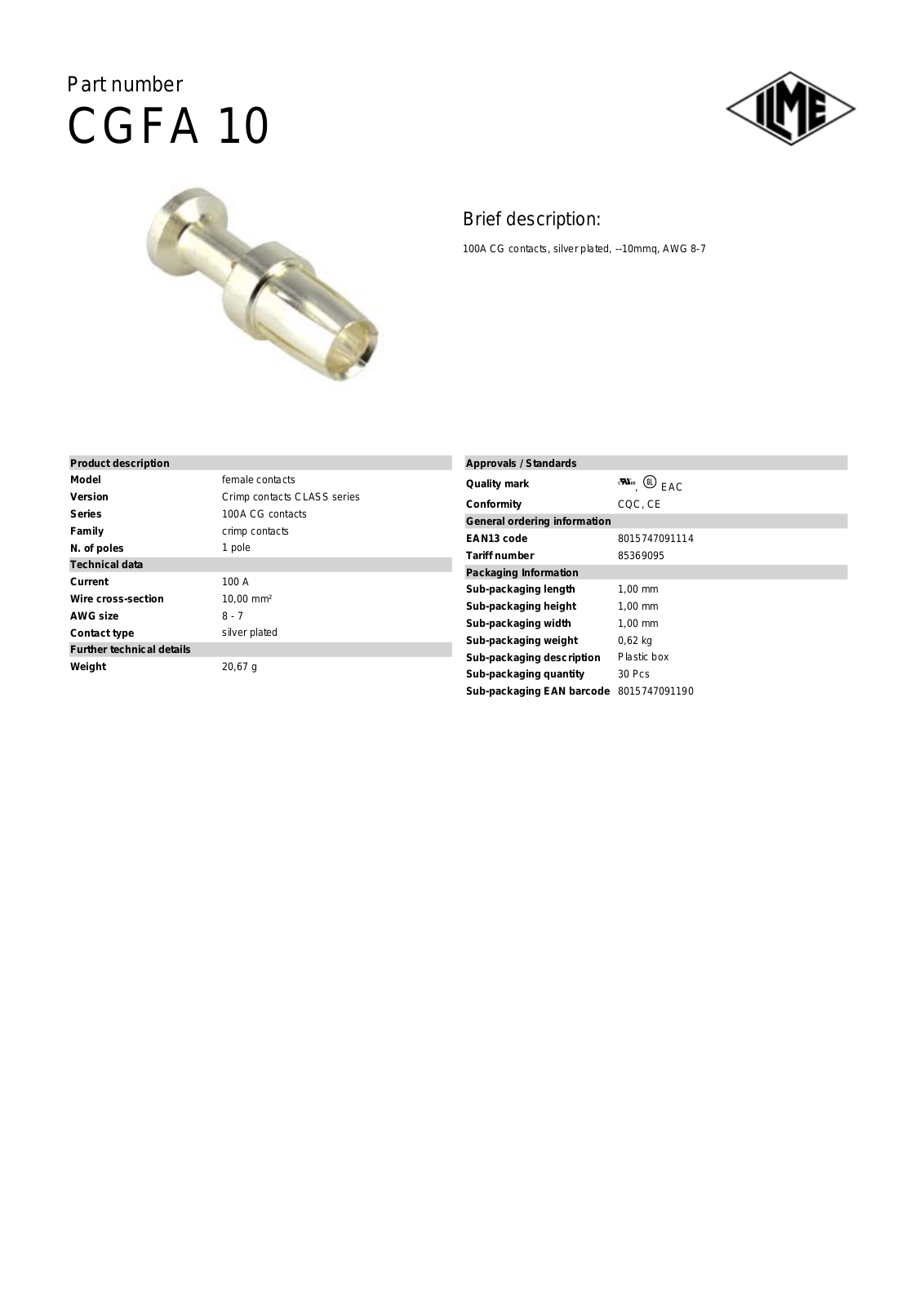 ILME CGFA-10 Data Sheet