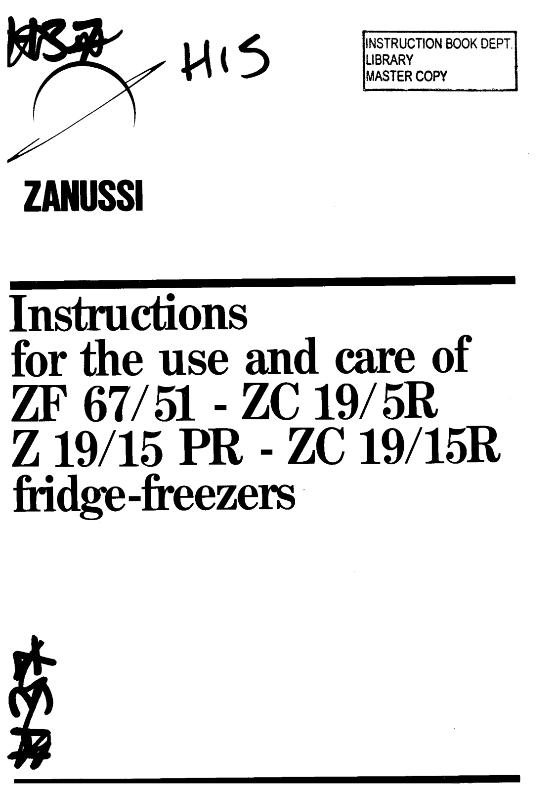 Zanussi Z 19/15 PR, ZC 19/15R, ZC 19/5R User Manual