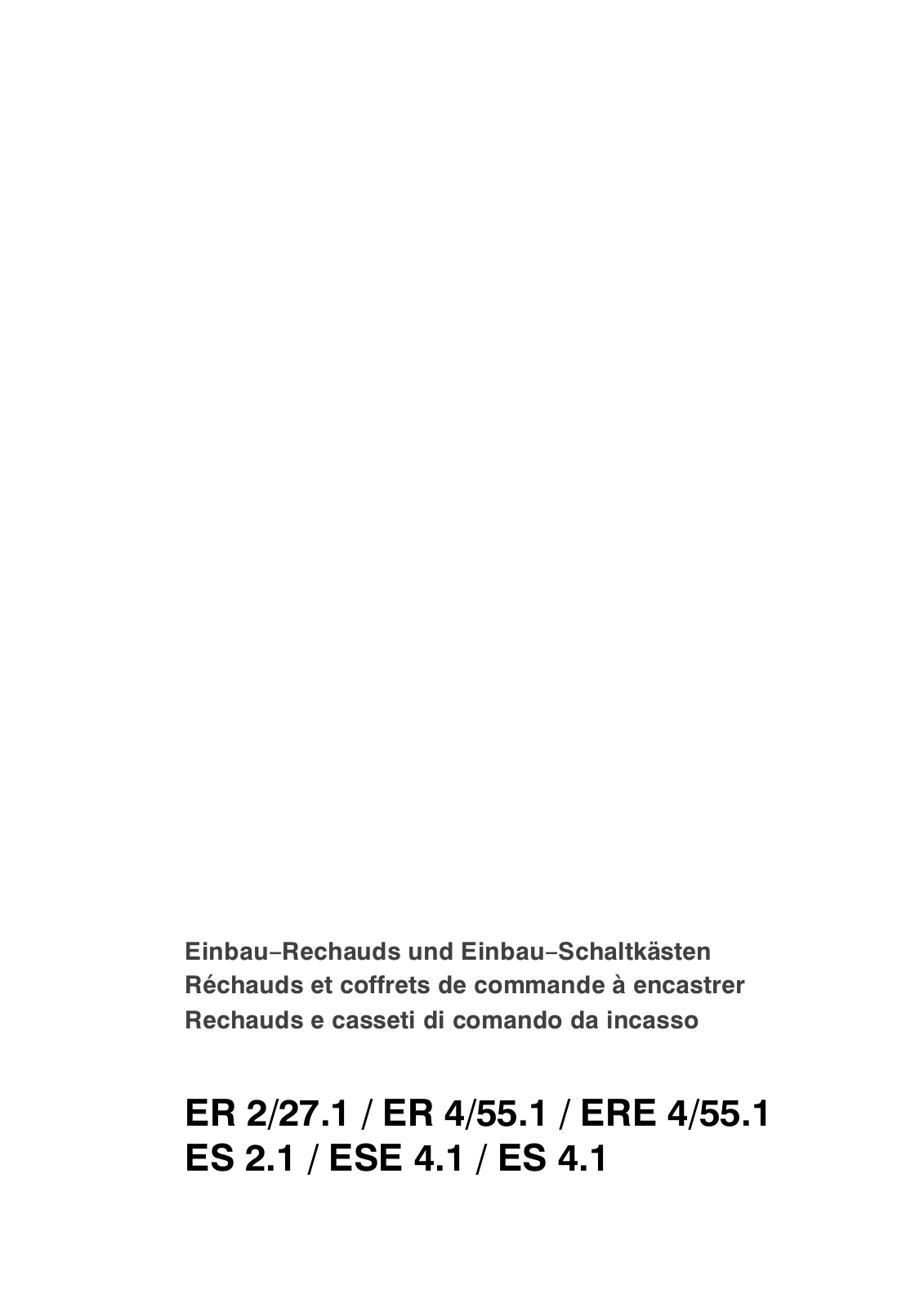 Therma ES2.1WS, ER2/27.1, ES2.1SW, ER4/55.1, ESE4.1 Operating Manual