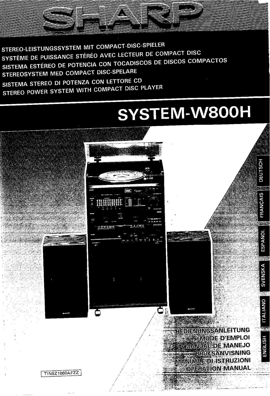 Sharp SYSTEM-W800H User Manual