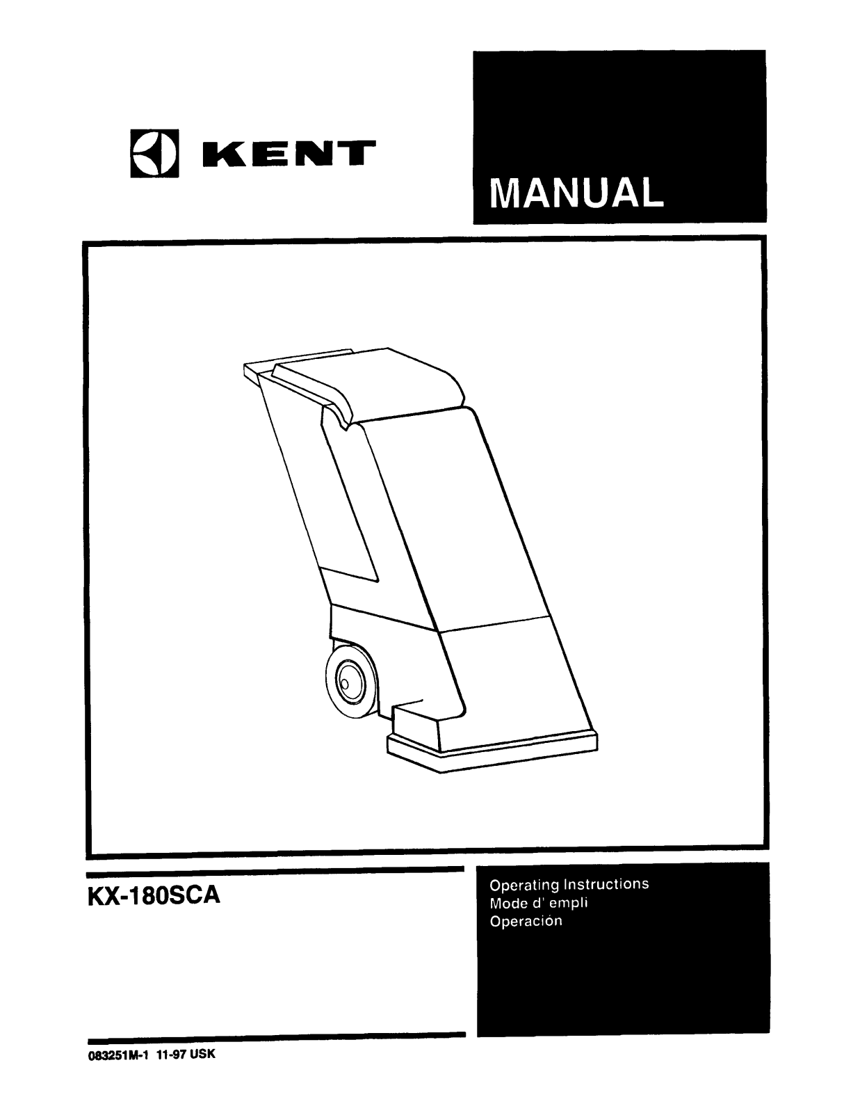 Kent Euroclean KX-180SCA Instruction Manual