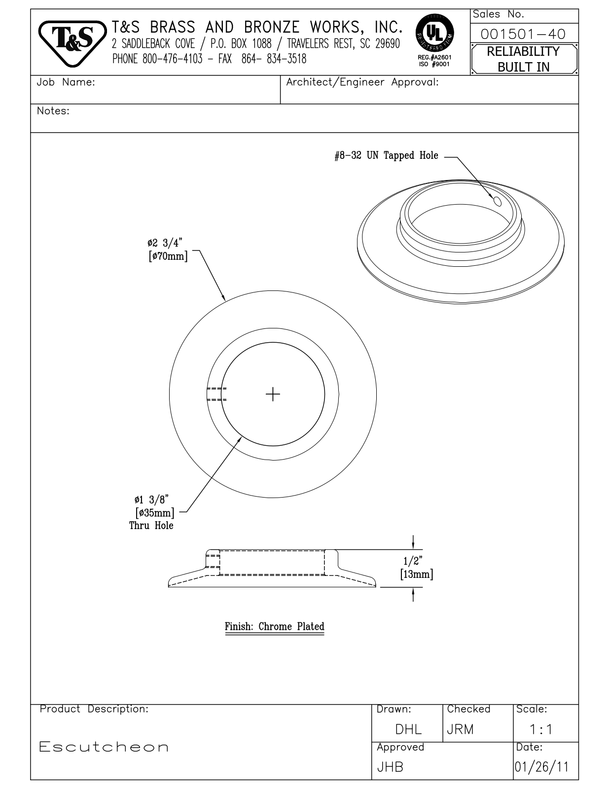 T&S Brass 001501-40 User Manual