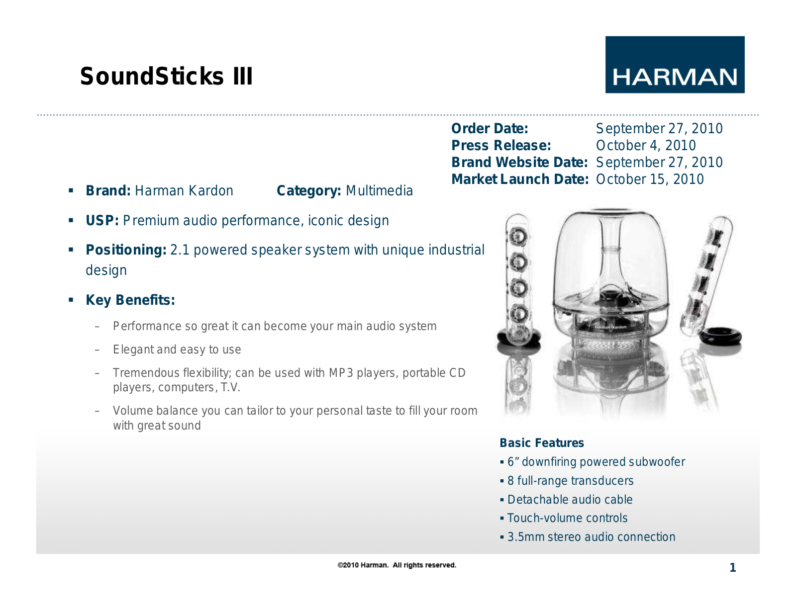 Harman Kardon SoundSticks III Quick Start Guide