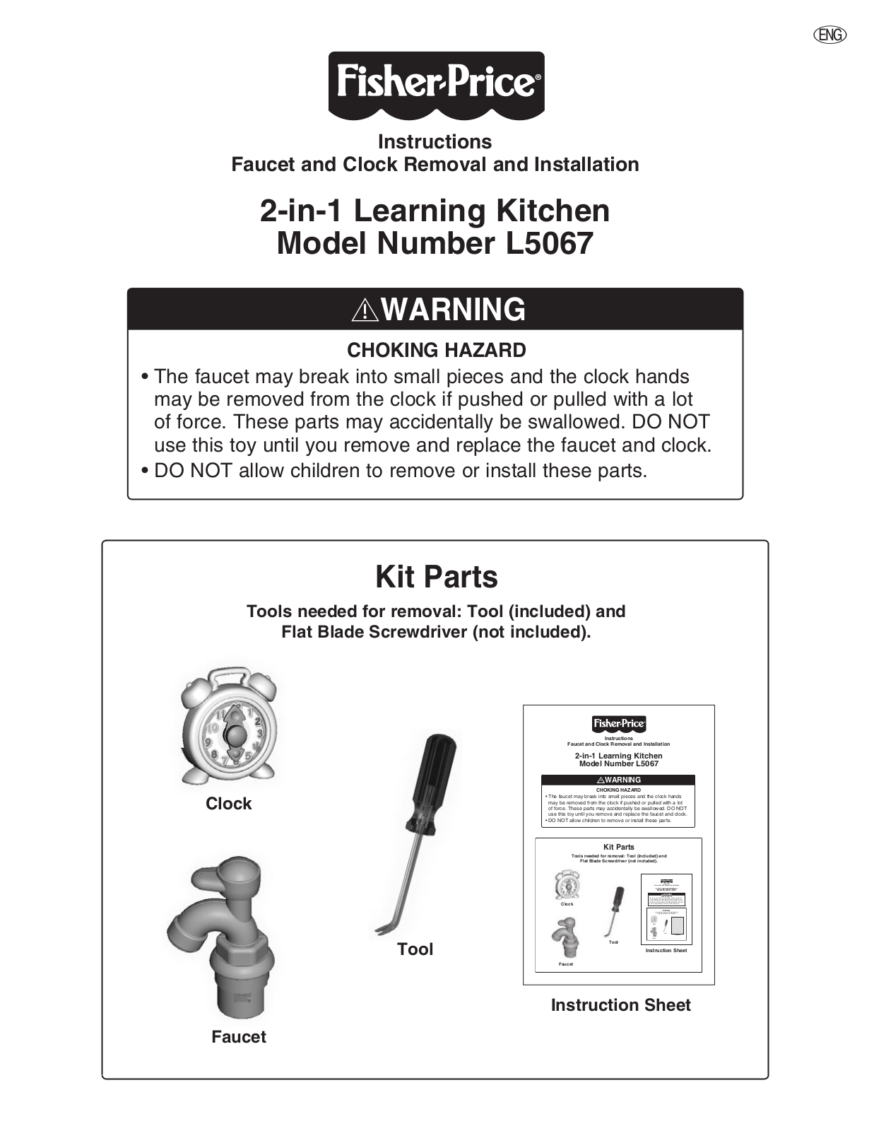 Fisher-Price L5067 Instruction Sheet