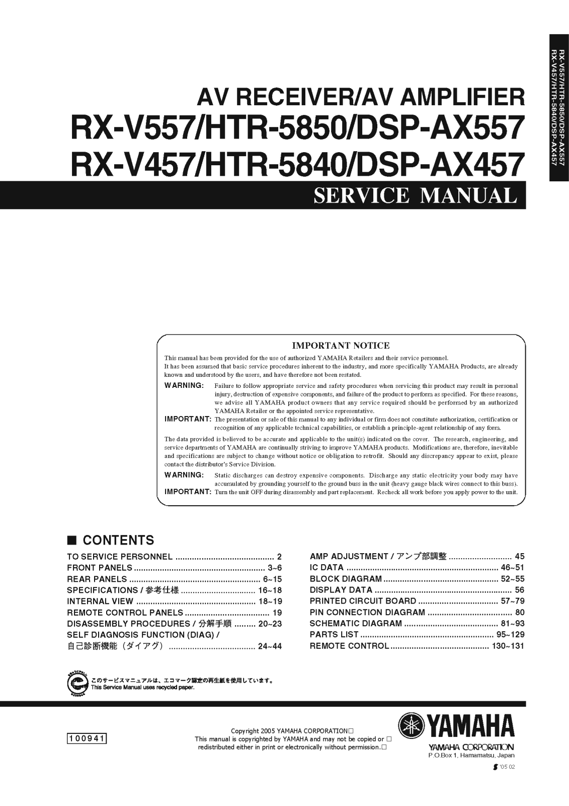Yamaha HTR-5840 Service Manual