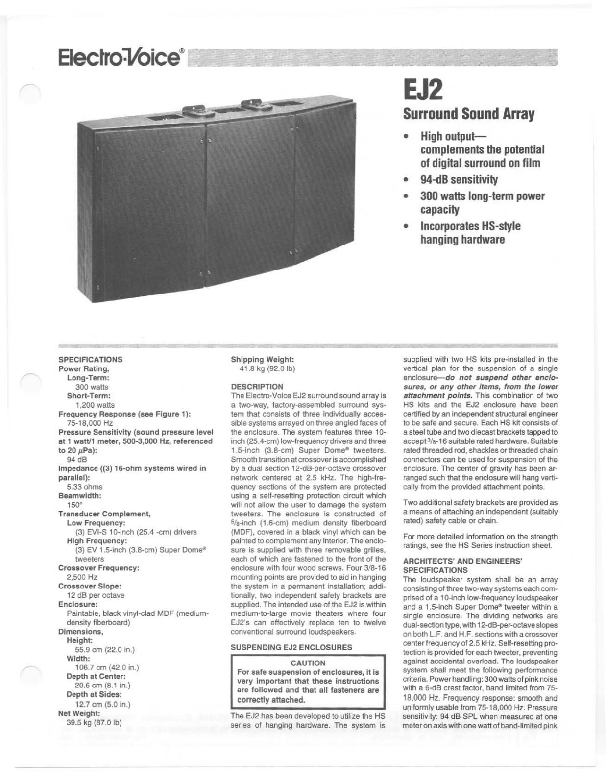 Electro-voice EJ2 DATASHEET