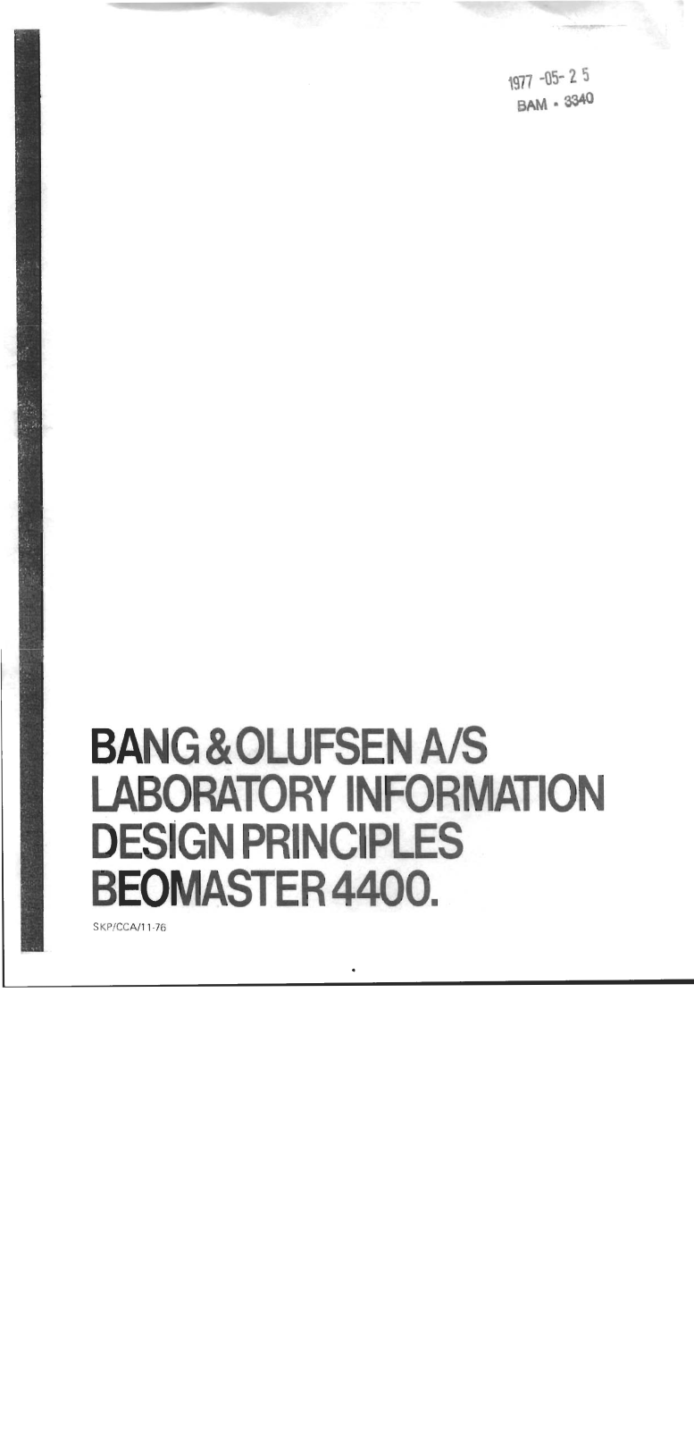 Bang and Olufsen Beomaster 4400 Owners manual