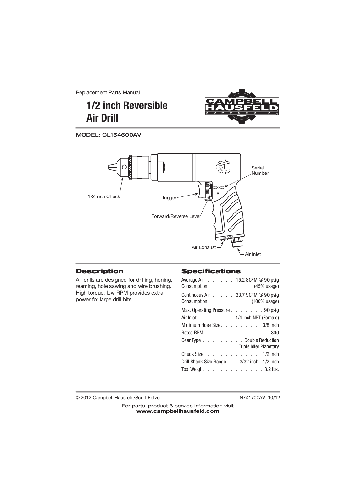 Campbell Hausfeld CL154600AV User Manual