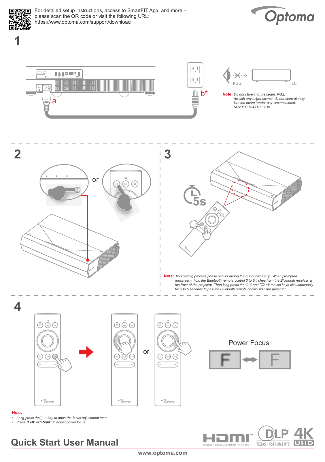 Optoma E1P0A30BE1Z1 Quick Start Guide