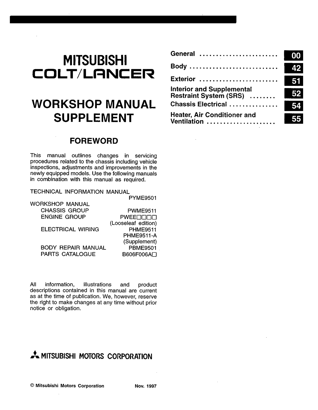 Mitsubishi Lancer 1998 User Manual