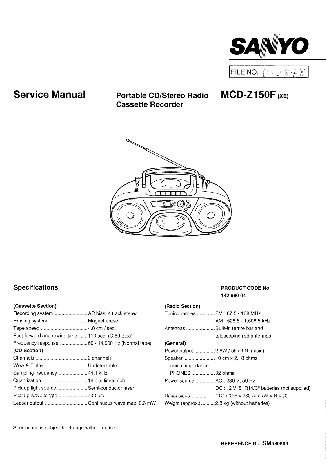 Sanyo MCD-Z150F Schematic