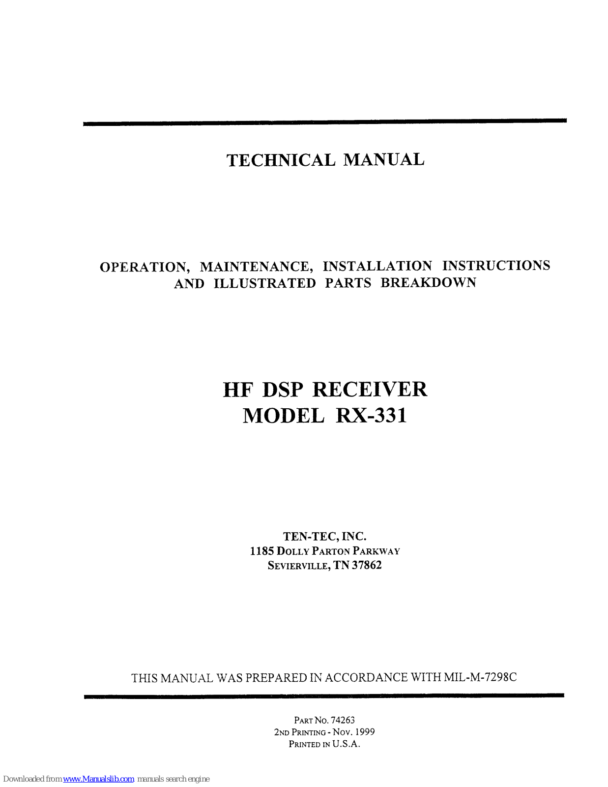 Ten-Tec RX-331 Technical Manual - ManualMachine.com