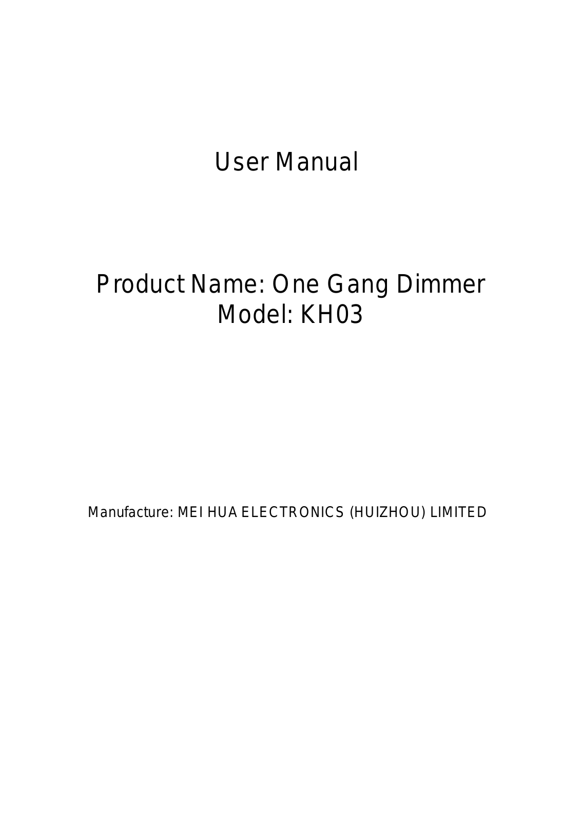 TOMTOP Technology KH03 User Manual