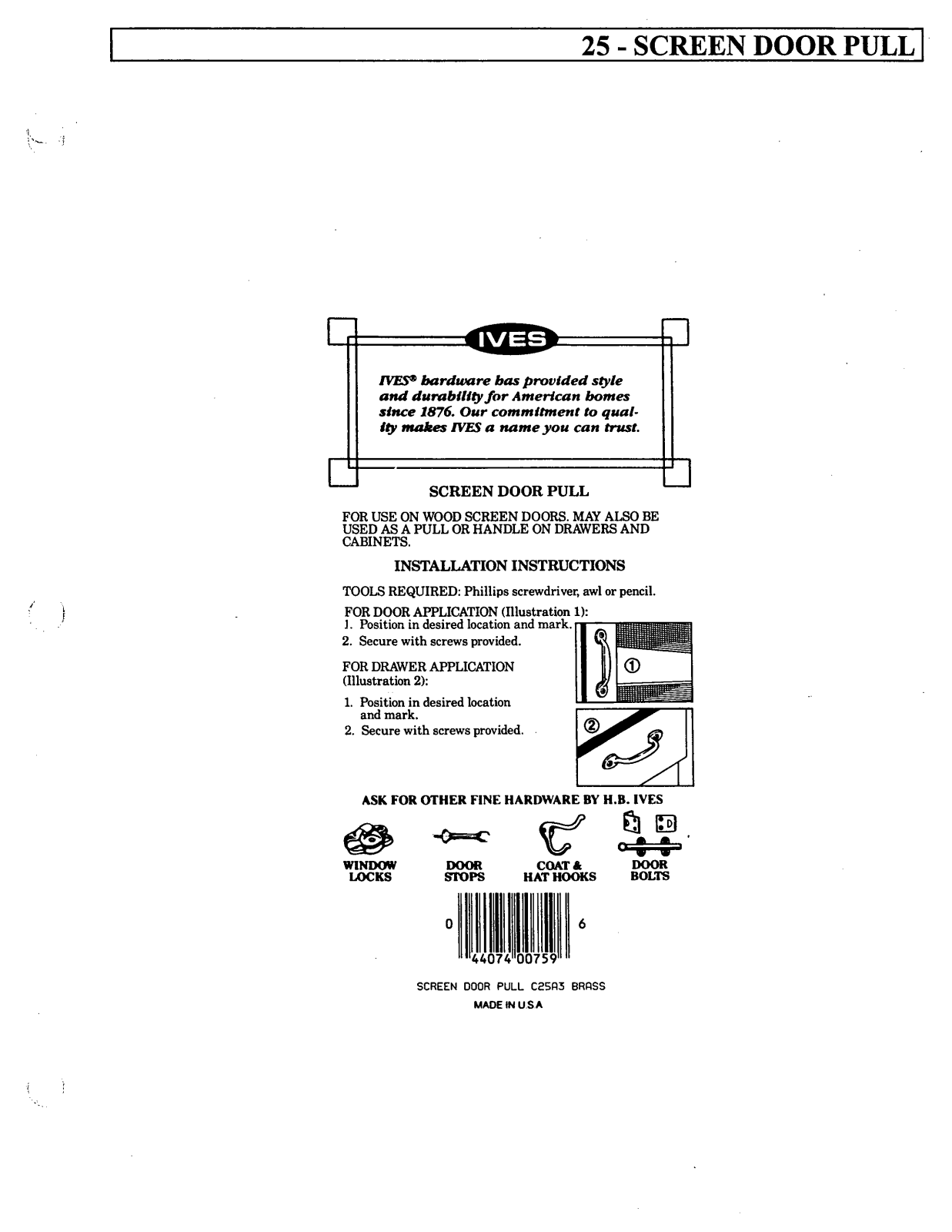Ives 25 User Manual - ManualMachine.com
