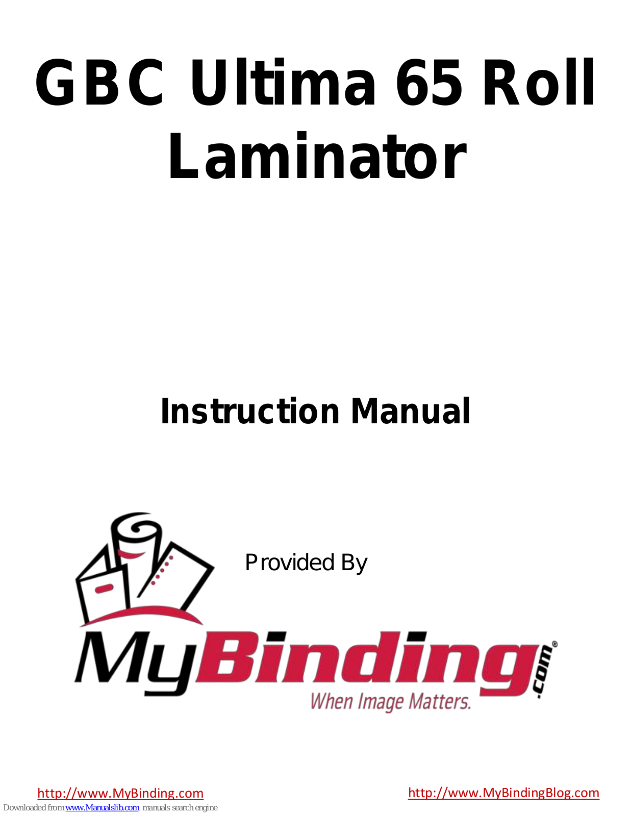 GBC Ultima 65 Roll, Ultima 65 Instruction Manual