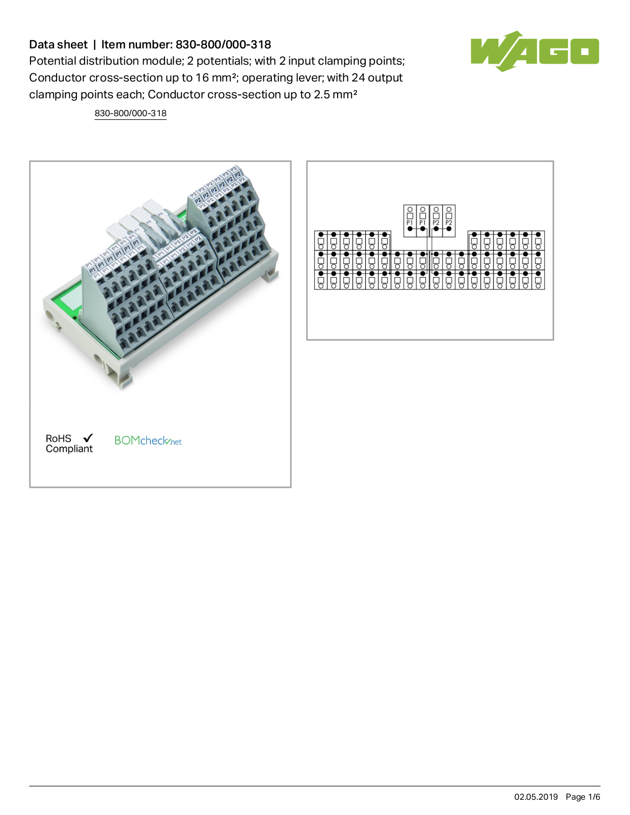 Wago 830-800/000-318 Data Sheet