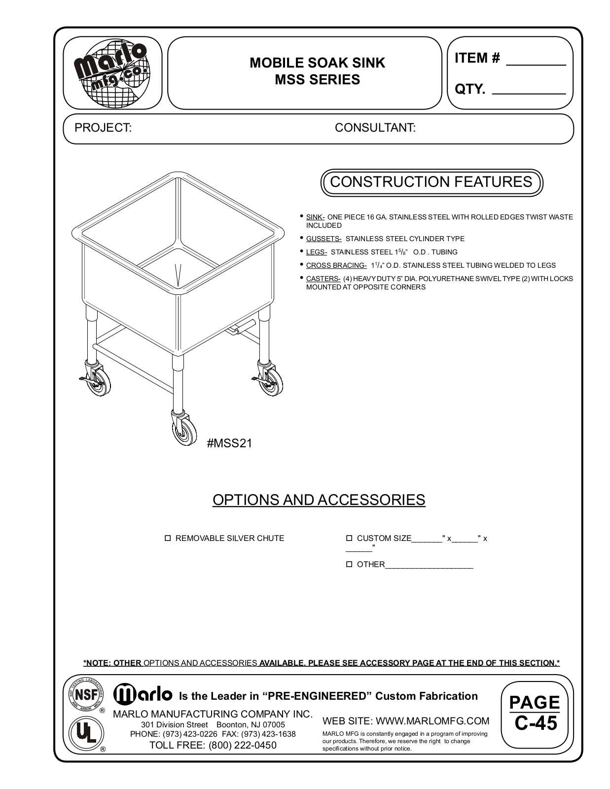 Marlo MSS21 User Manual