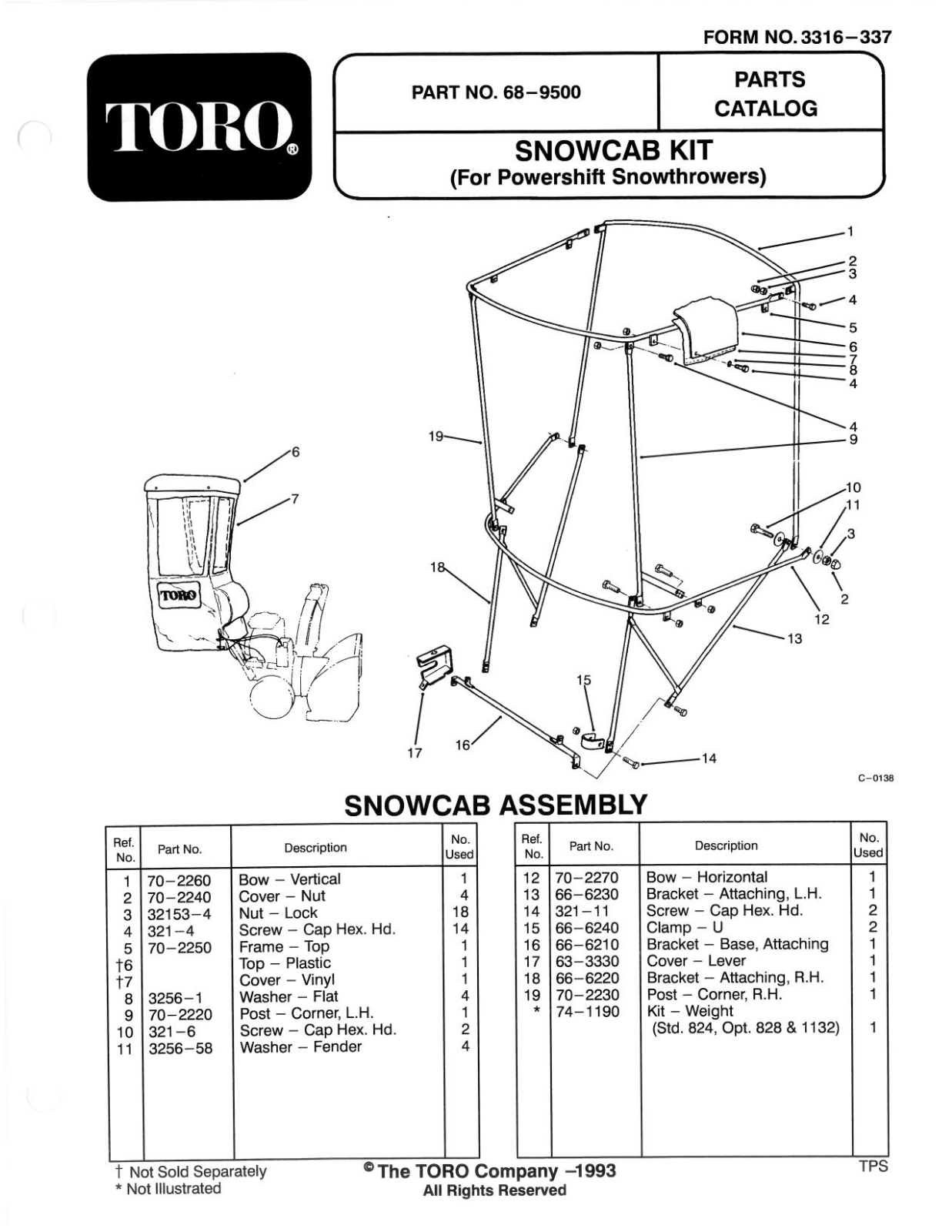 Toro 68-9500 Parts Catalogue