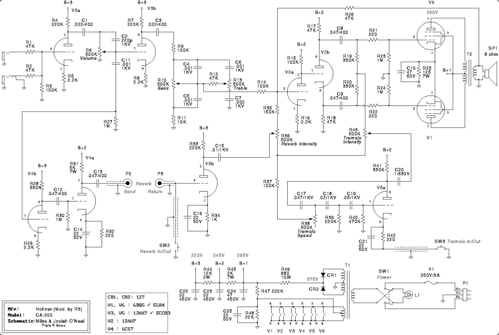 Hohner ca200 schematic