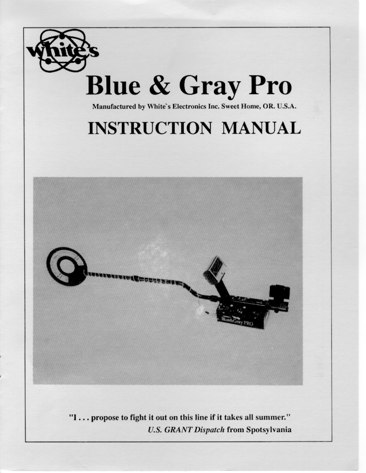 Whites Electronics BLUE, GRAY PRO User Manual