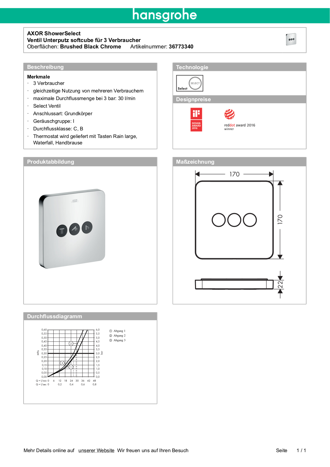 Hansgrohe AXOR 36773340 User Manual