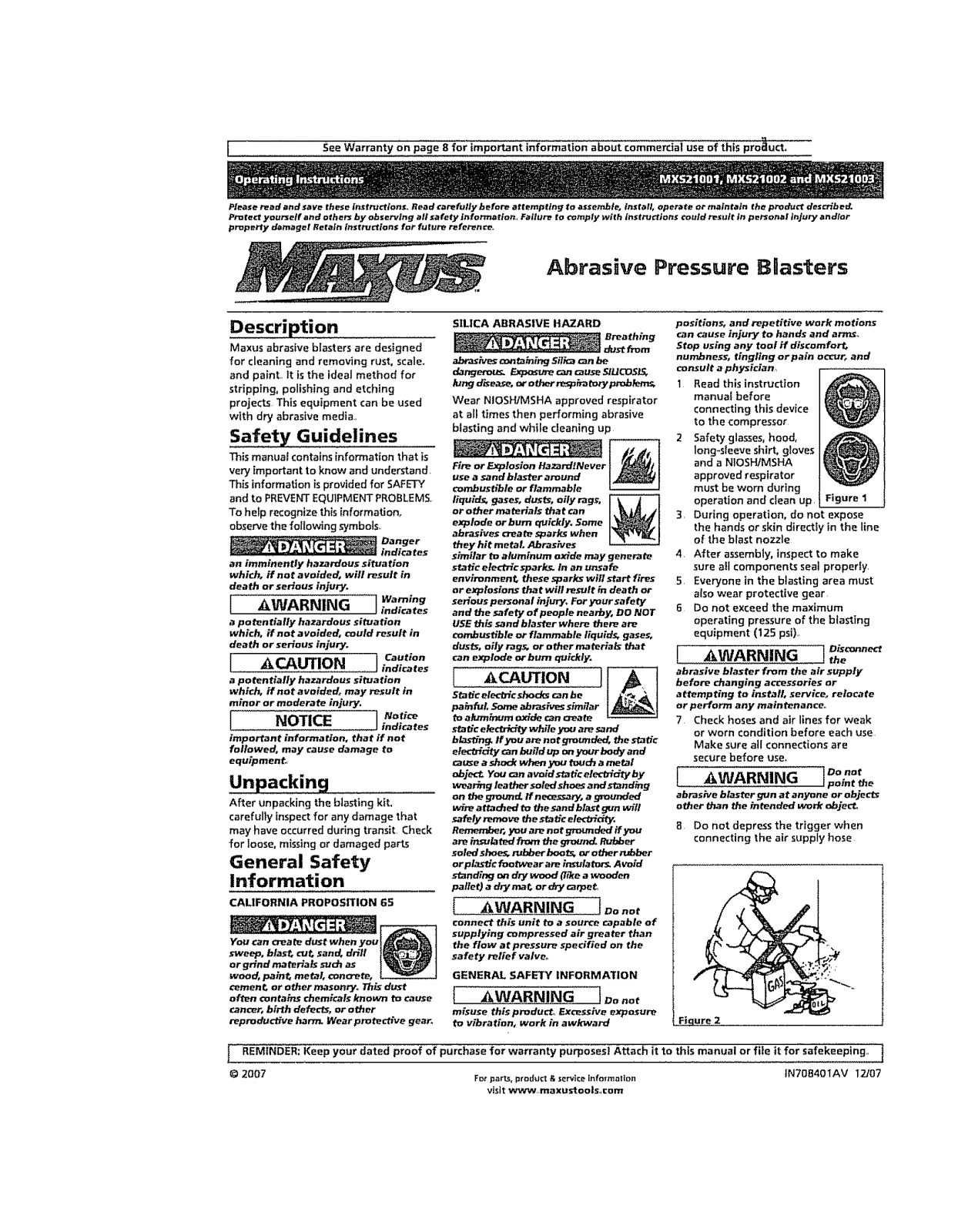 Campbell Hausfeld MXS21003, MXS21002 Owner’s Manual