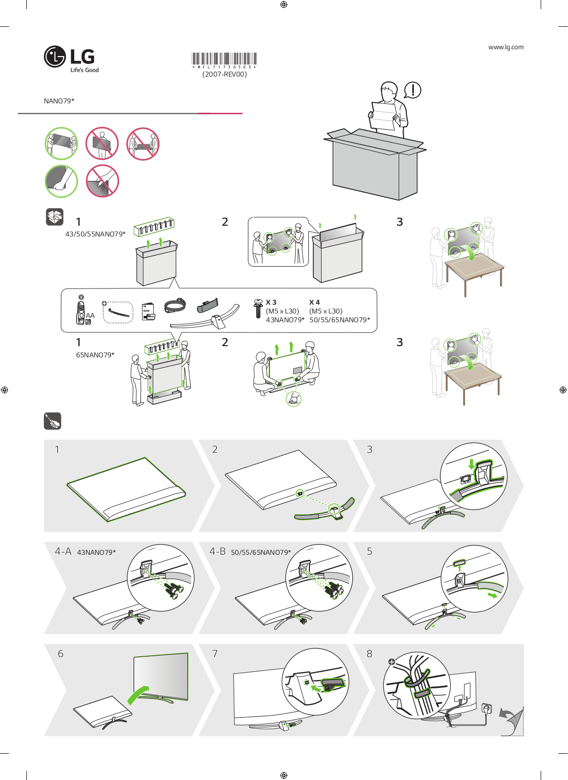 LG 43NANO796NE QUICK INSTALLATION GUIDE