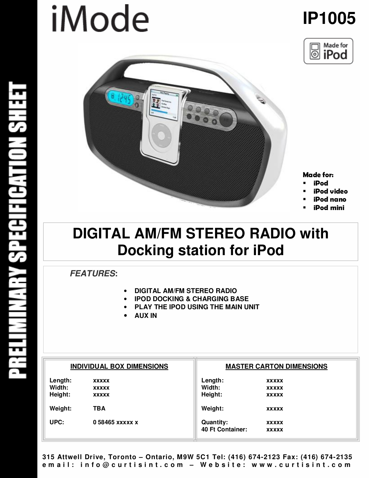 Curtis IP1005 User Manual