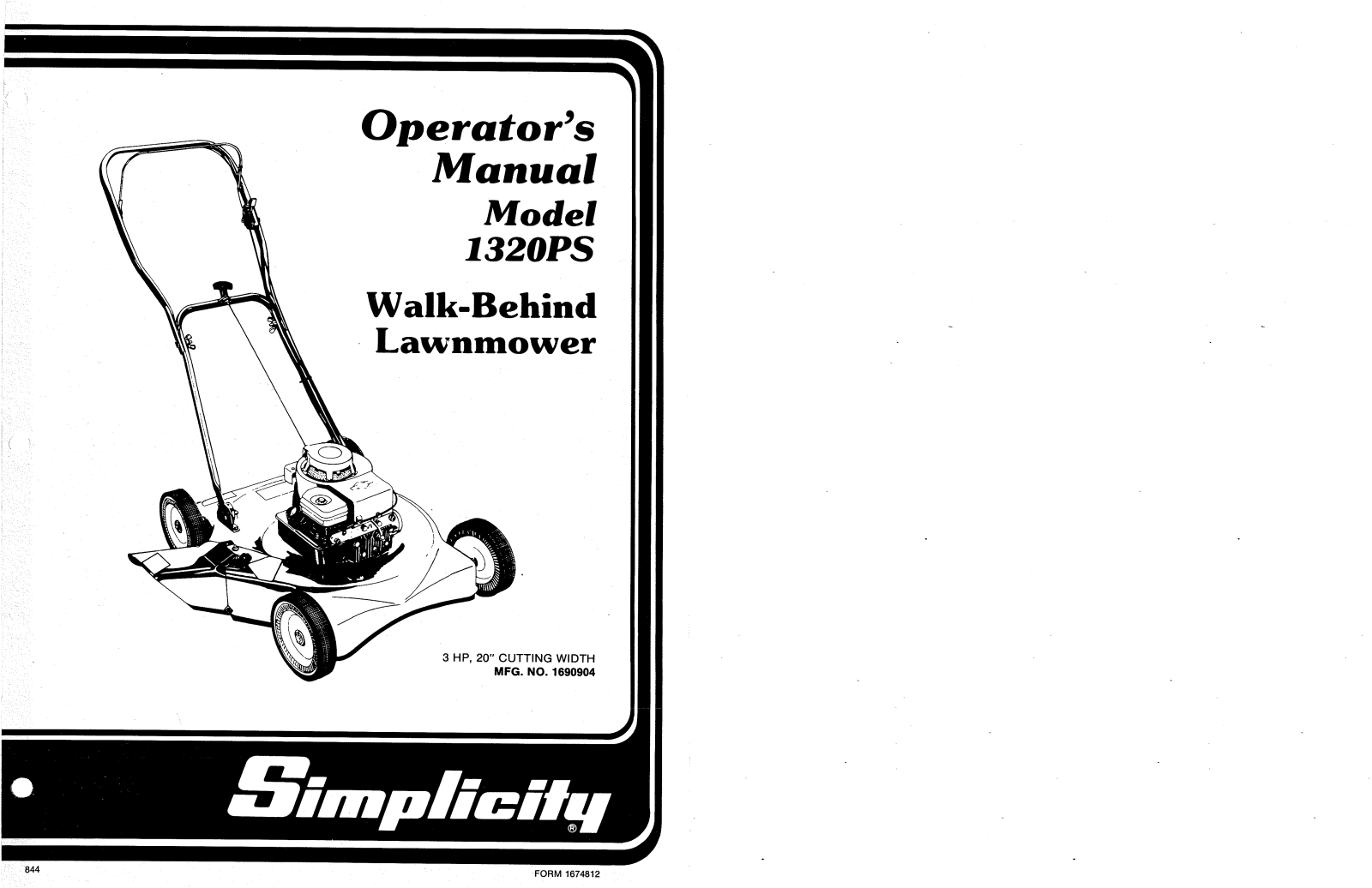 Simplicity 1320PS User Manual